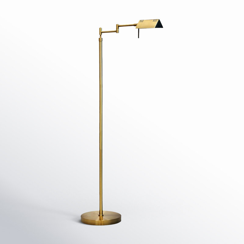 Urick 55" Dimmable LED 360 Degree Swing Arm Adjustable Heights Floor Lamp, Antique Brass