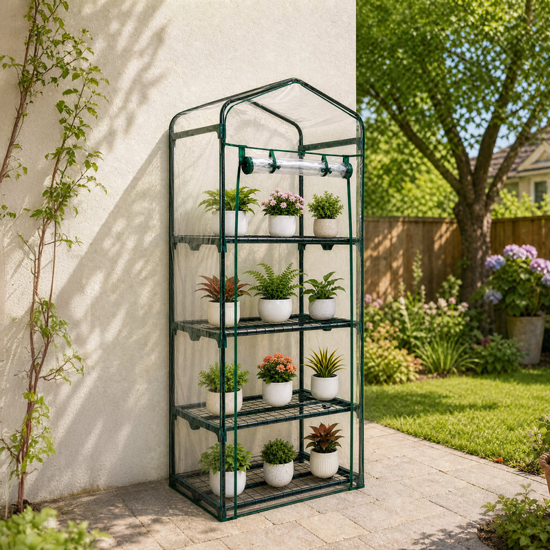 Serre à 4 niveaux 27 po x 19 po x 63 po avec base protectrice en PVC Aoodor, Transparent