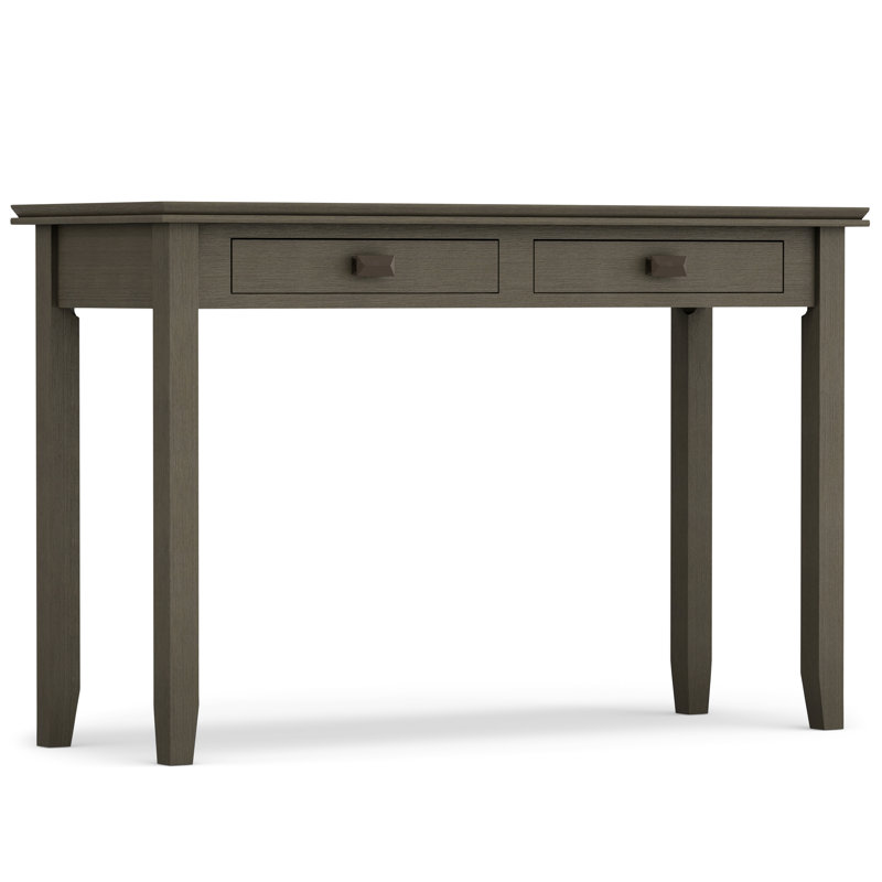 Artisan 46"W Solid Wood Transitional Sofa Table with 2 Drawers and Angle-Edged Top, Farmhouse Grey