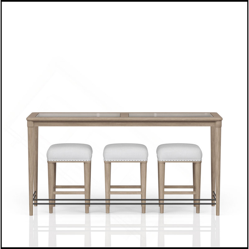 Console en verre givré avec 3 tabourets
