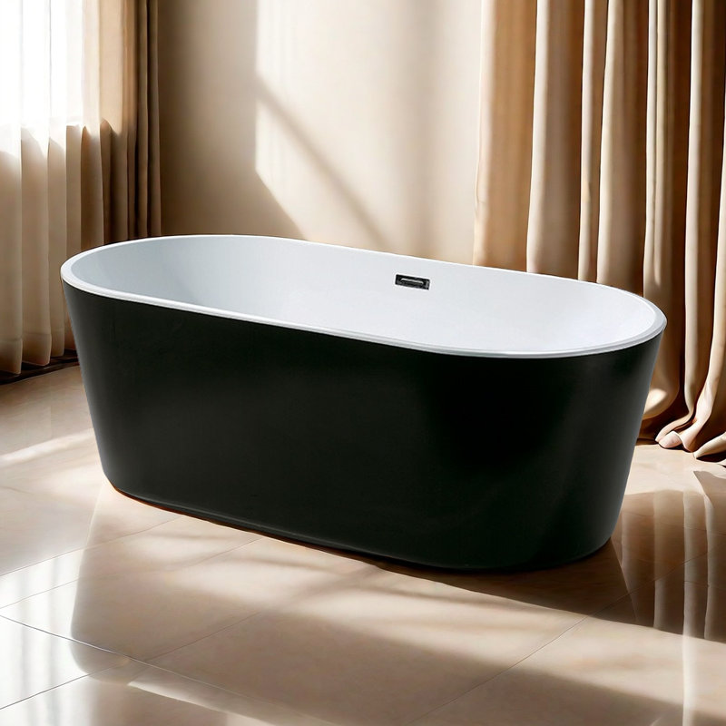 62.99'' x 31.50'' Plastic / Acrylic Bathtub, Black/White