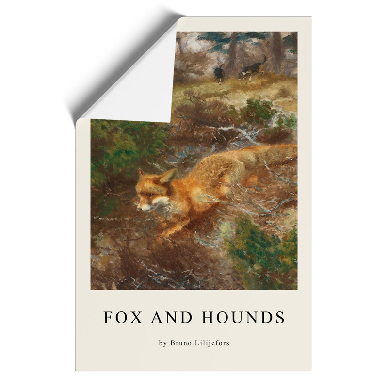 Fox And Hunting Dogs Vol.1 by Bruno Liljefors - No Frame Painting, 59cm H x 42cm W x 0.1cm D