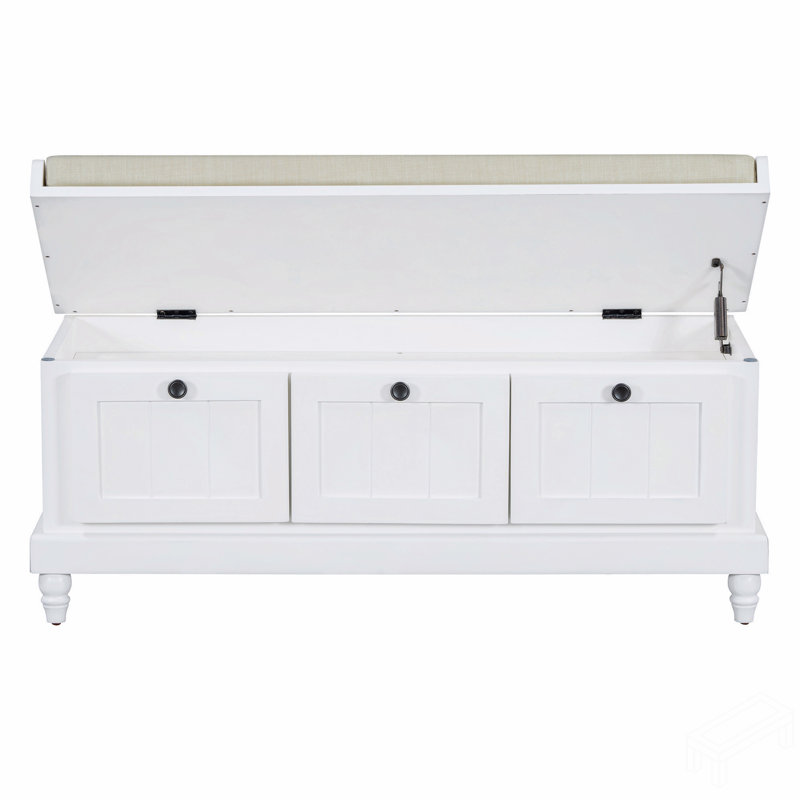 Banc de rangement rembourré 3 tiroirs Classic, Blanc
