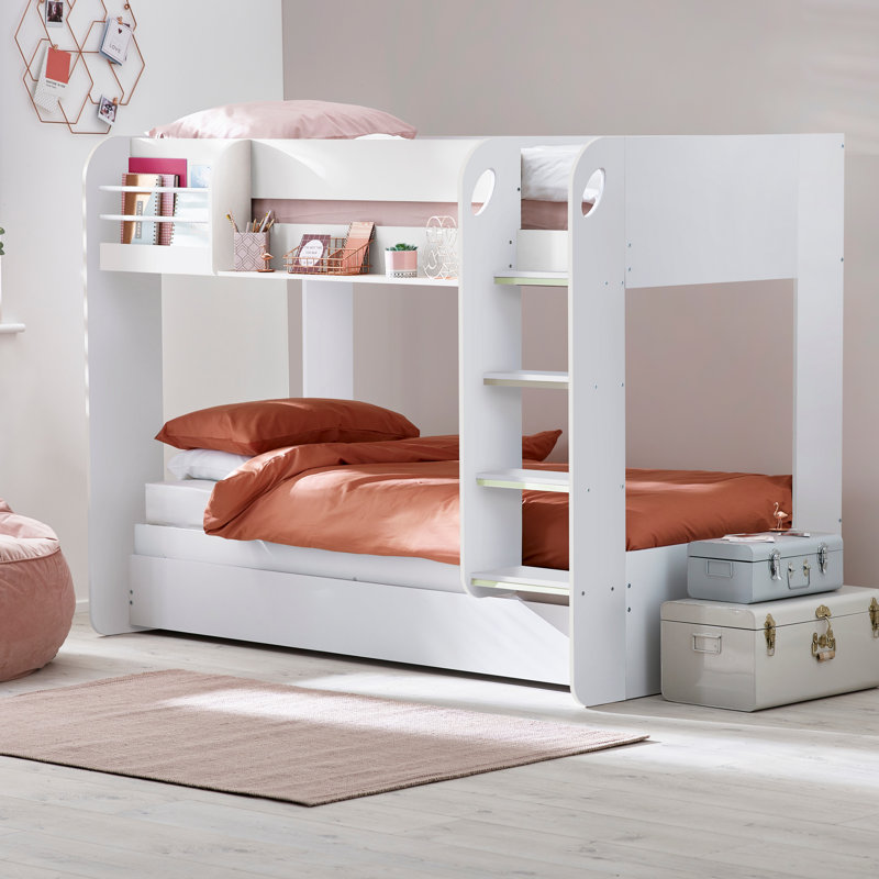 Anguiano Single (3') Bunk Bed with Storage Included with Trundle Included, White