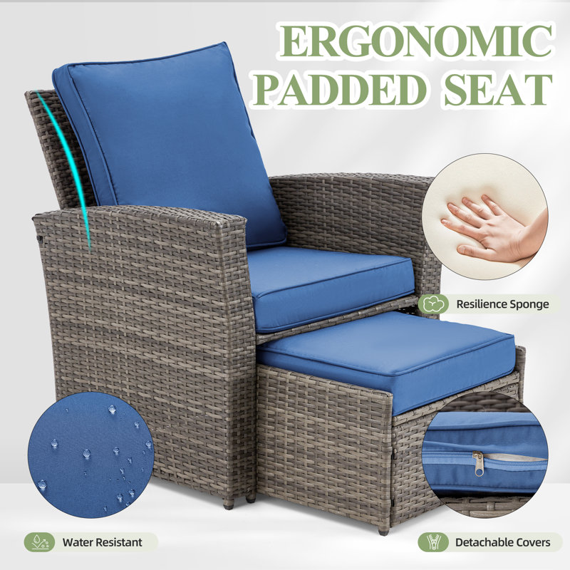 Ensemble de conversation modulaire avec coussins 6 pièces, Bleu/gris