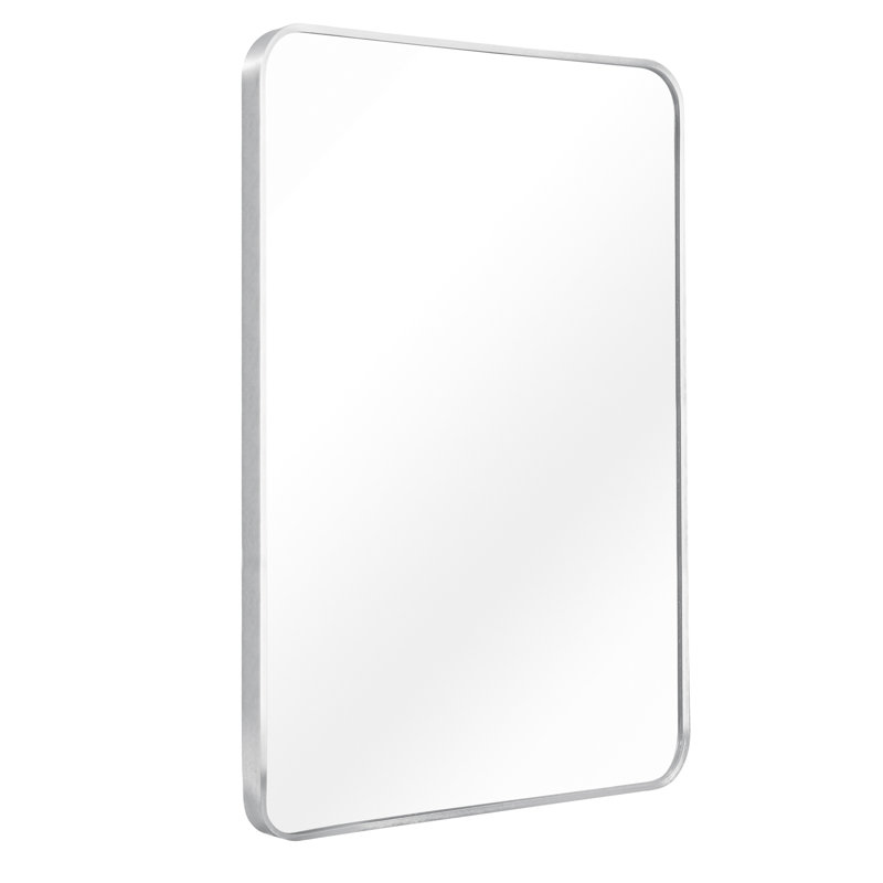 22x30 Inch Silver Framed Rectangular Bathroom Mirror - 4mm Hd Glass, Rust, Reinforced Installation Kit Rust Alloy, Filler