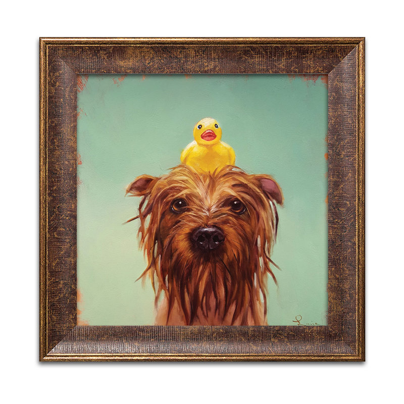 Bath Time, Brown Framed Paper, 12" H x 12" W x 0.75" D