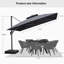 Faizon 11' x 11' Square Double Top Cantilever TiltIng Umbrella With Base And 360°Rotation,Grey-486457946