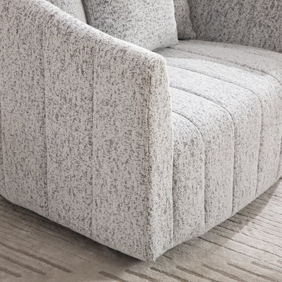 Fauteuil demi-tonneau pivotant surdimensionné de 39 po et pivotant à 360 ° de 39 po et demi-canapé confortable avec 3 coussins, fauteuil club en chenille touffeté en forme de citrouille pour le salon, la chambre à coucher, le bureau et le salon
