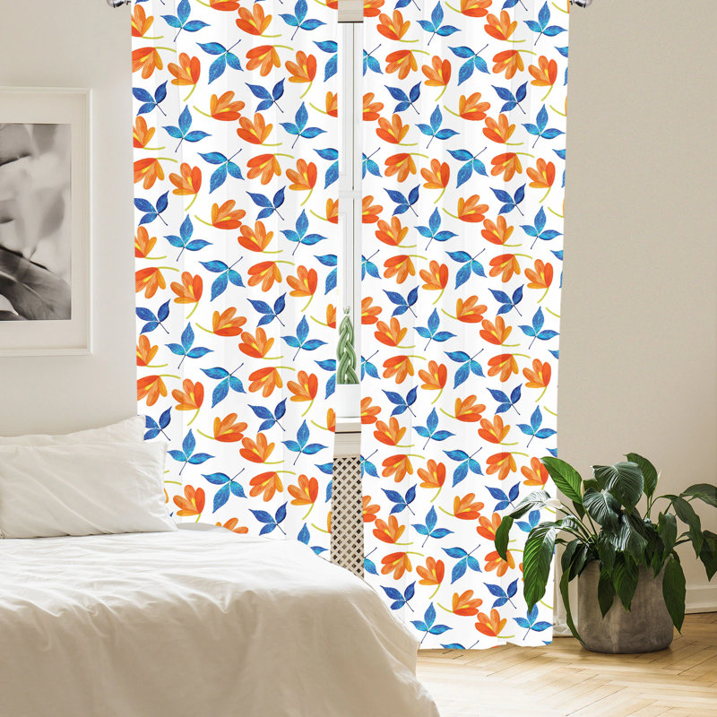 Floral Semi-Sheer Rod Pocket Curtain Panels, 28" x 95"