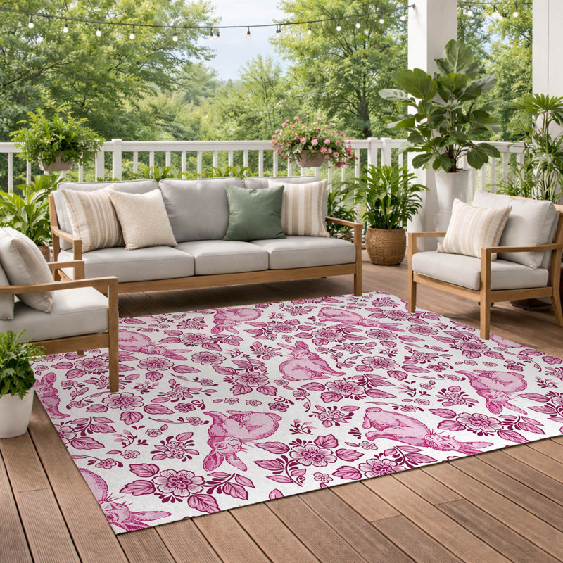 Tapis d'extérieur Bunny, Rose, Rectangle 5 pi x 7 pi
