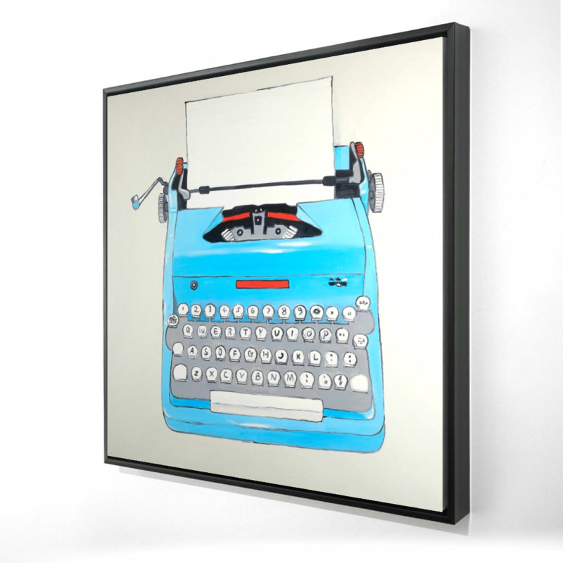 Machine à écrire bleue sur toile