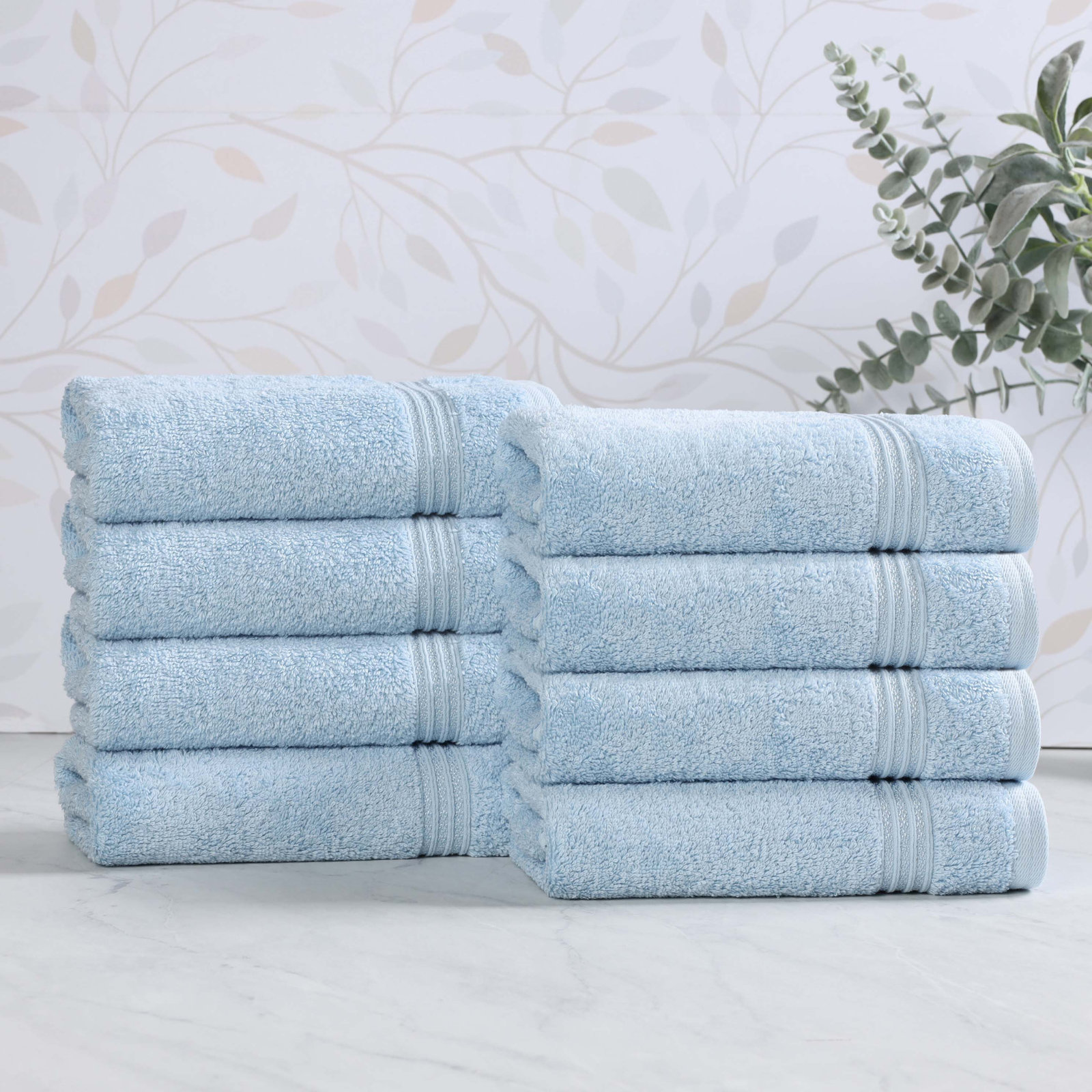 Oleg Egyptian Cotton Hand Towel Set, Light Blue