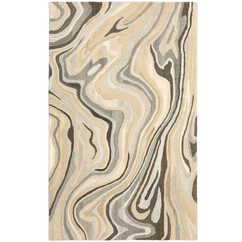 Tapis beige en laine touffeté à la main Amaris, Rectangle 8 pi x 10 pi