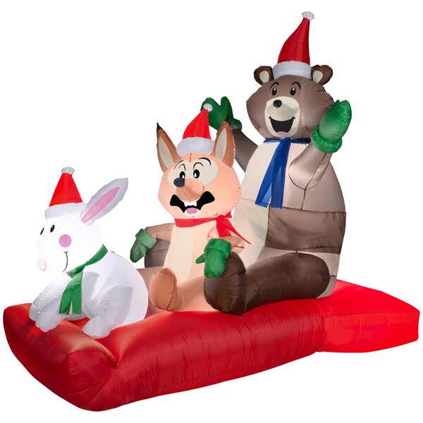 Gemmy Industries Animated Airblown-Woodland Sled Scene Christmas ...