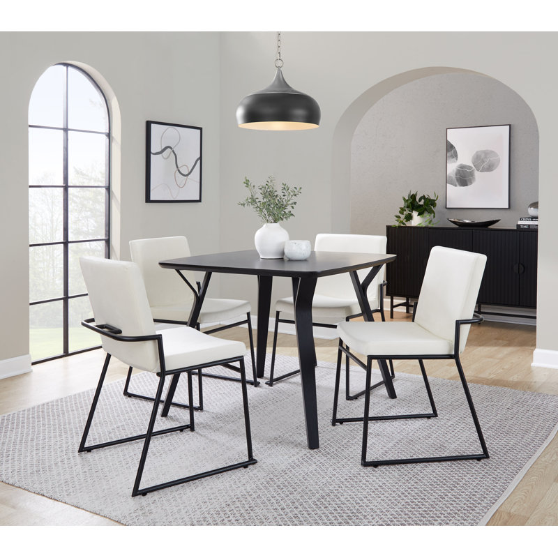 Gradin Stackable Side Chairs, Black, Velvet Cream