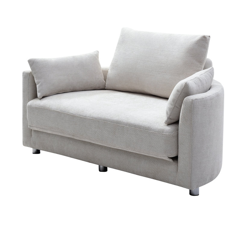 Lit en lin beige pour les petits espaces, canapé multifonctionnel, se transforme en chaise longue et matelas en douceur avec fonction escamotable, 3 canapés relaxants, se transforme sans effort