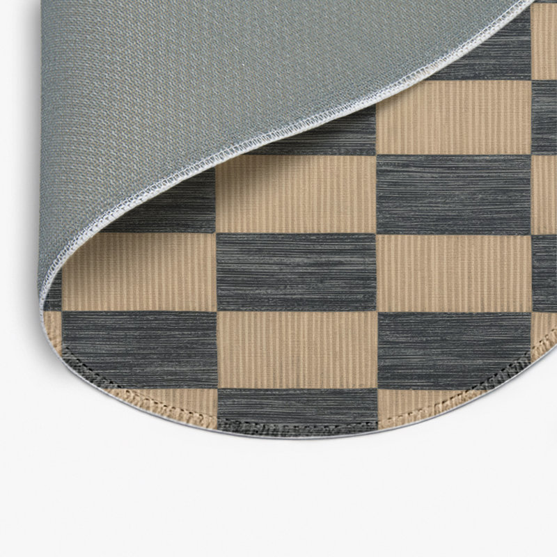 Tapis d'intérieur et d'extérieur à carreaux brun, Rond 5 pi