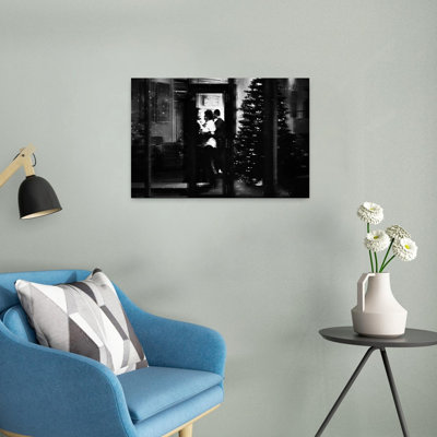 Christmas City Night Abstract Contemporary Christmas Tree City Wall Art Print 1 Piece Wrapped Canvas Wall Art