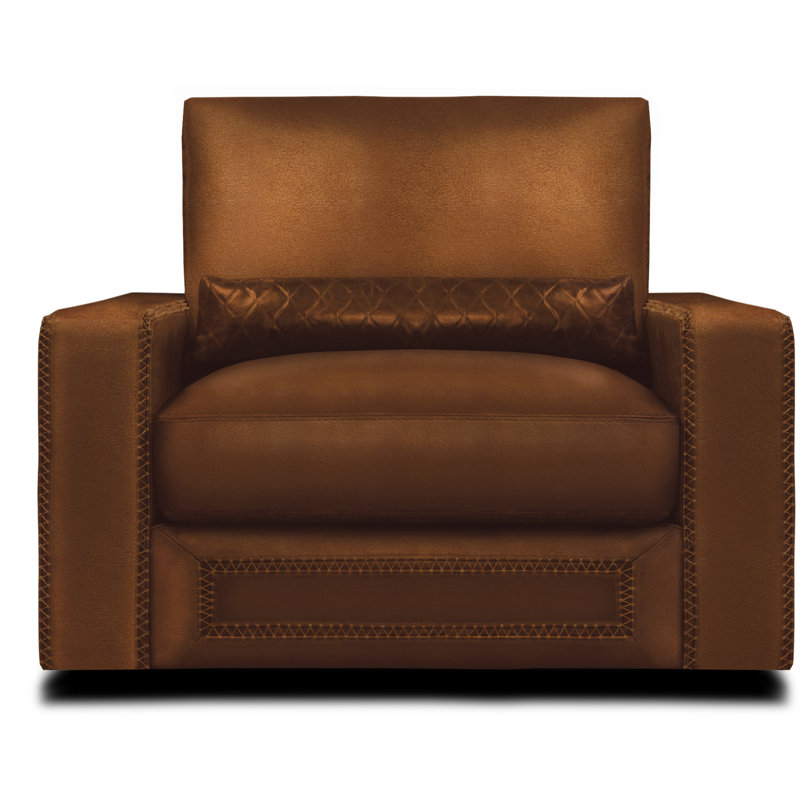 Downtown Cowboy Swivel Club Chair, Chocolate (Soft Touch), Ash Honey