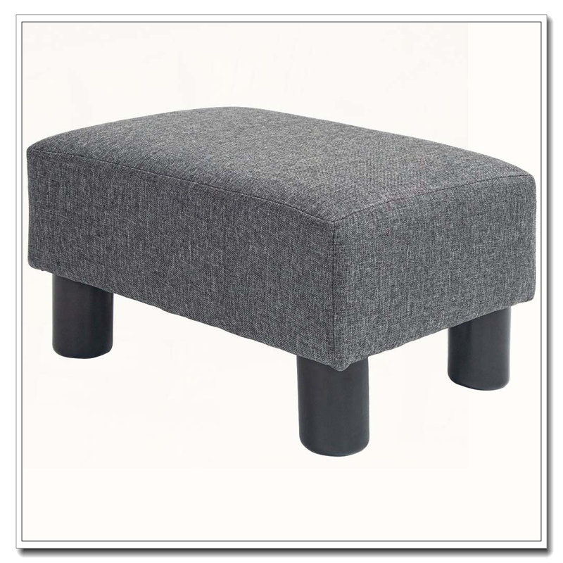 Petit repose-pieds repose-pieds avec revêtement en tissu de lin et repose-pieds cubique en plastique pour le salon, Gris