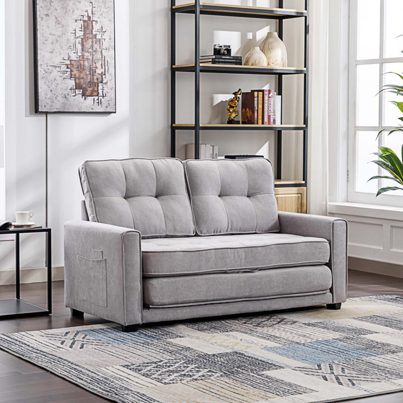 Canapé-lit en chenille 59,4 po, Gris chenille