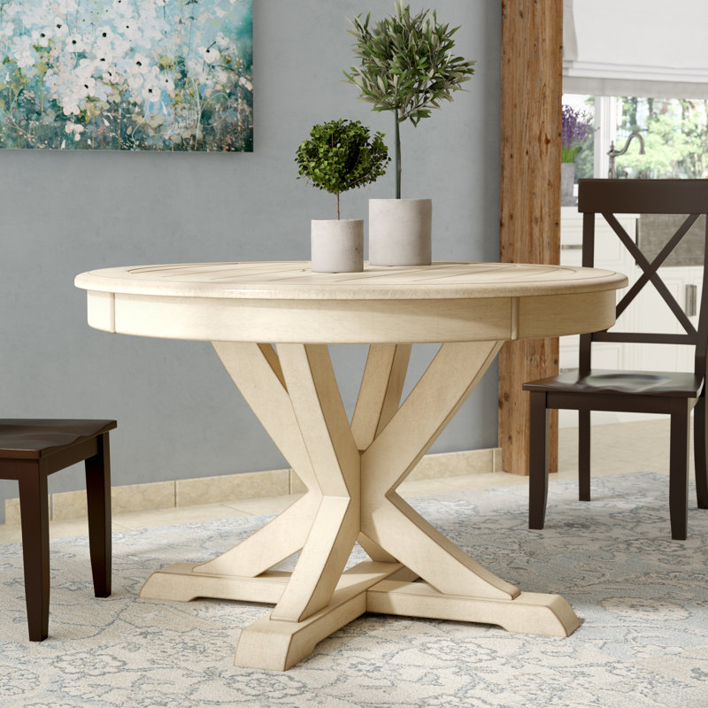 Rivington Round Solid Wood Dining Table, Antique White