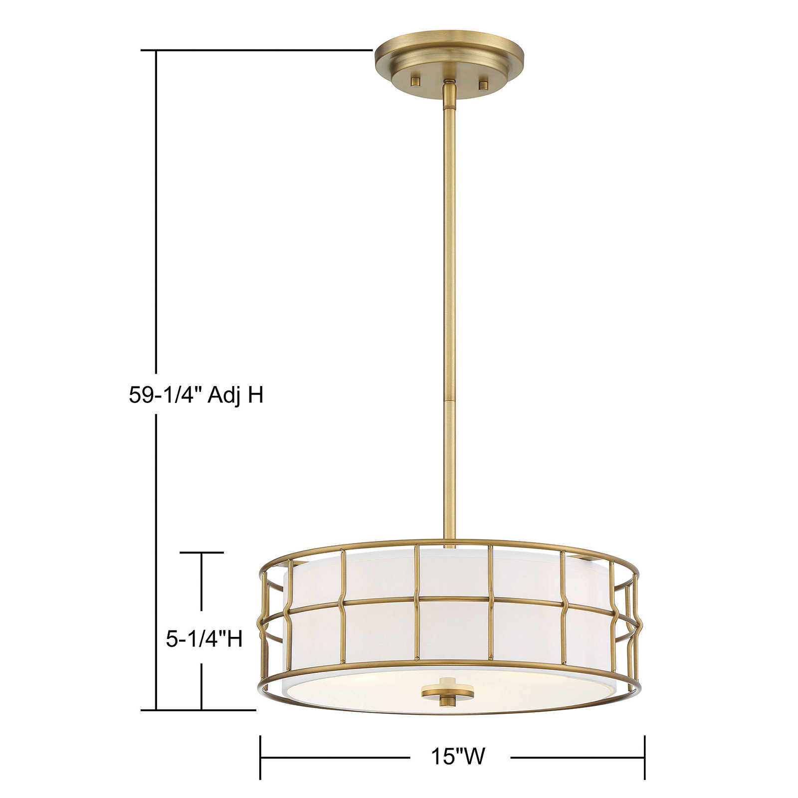 Dimmable Pendant, Semi-Flush, Warm Brass