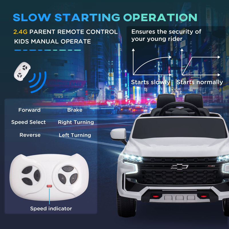 Aosom White 12V Electric Ride-On Car with Remote Control