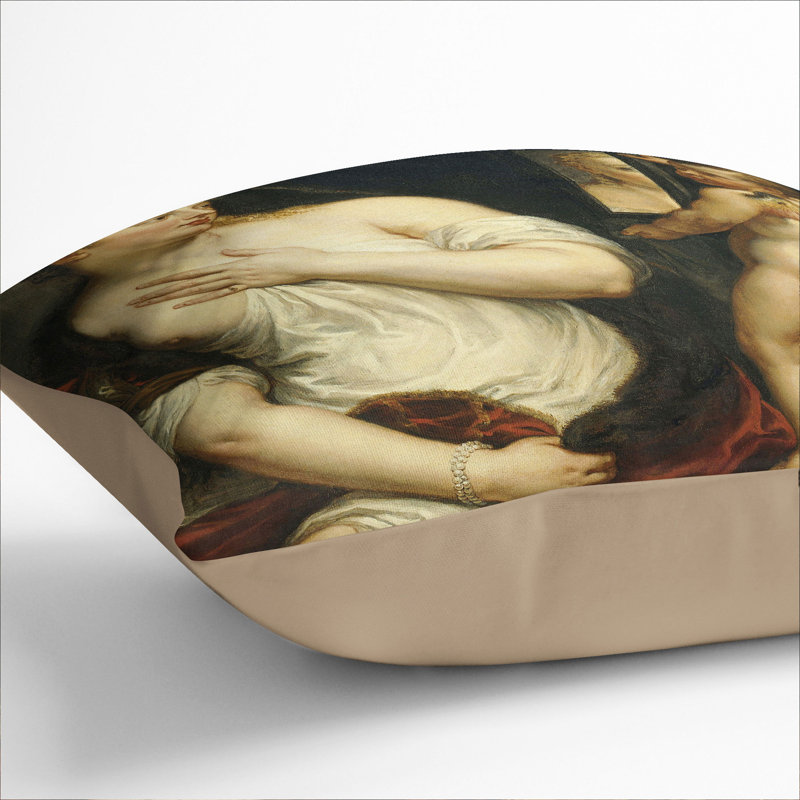 Venus And Cupid Square Throw Cushion, 55cm H x 55cm W x 20cm D, Stone