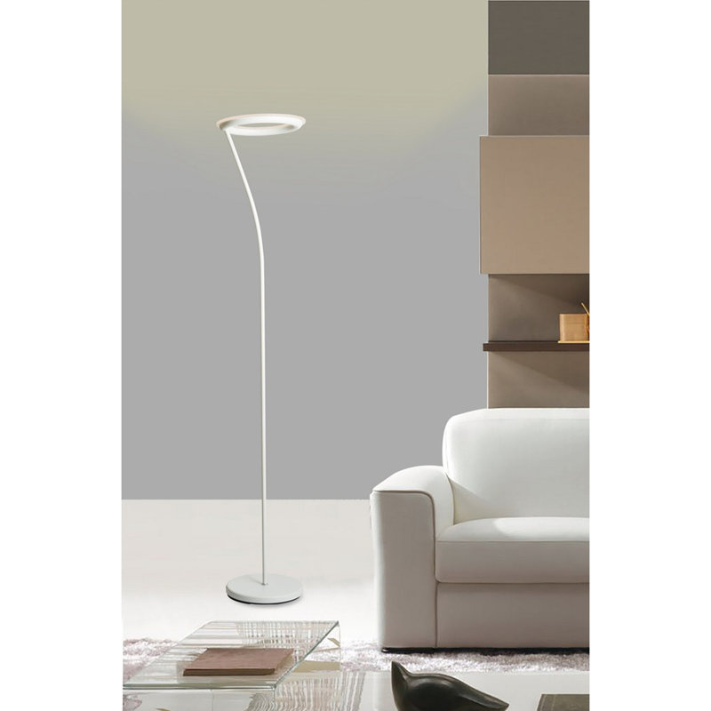 73" Tall Metal Torchiere Floor LED Lamp with Halo design, Matte White finish