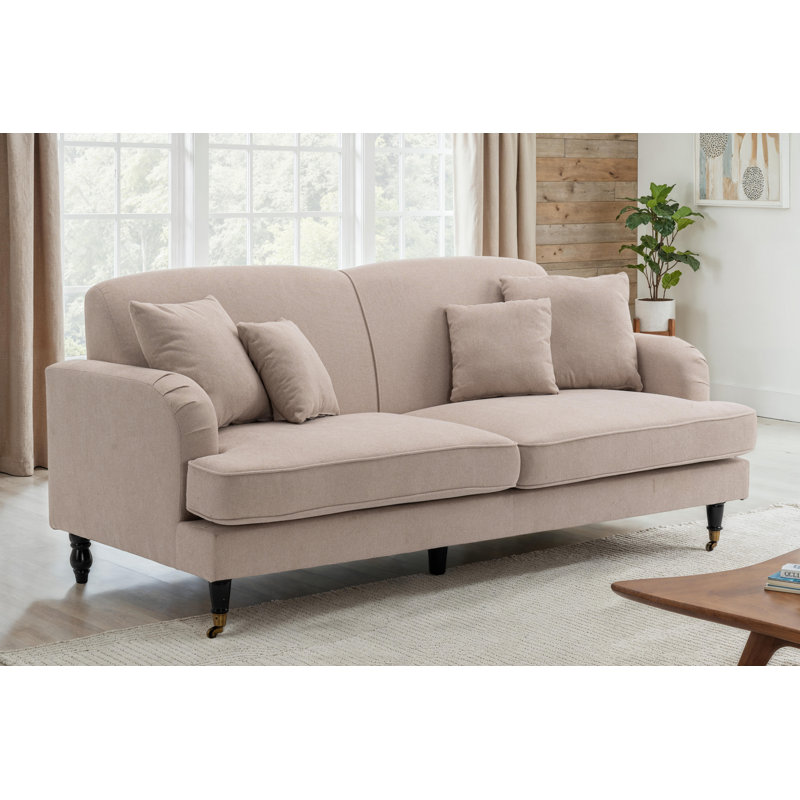 Penermon 150Cm Roll Arms Sofa, Montreal Beige Velvet, 3