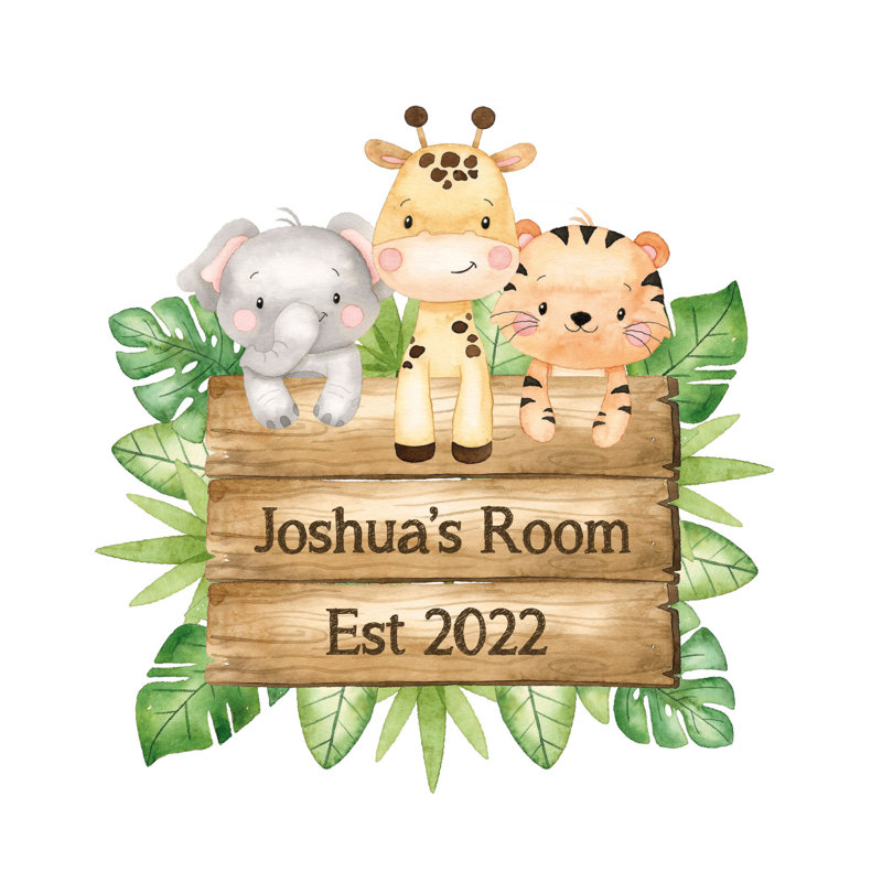 Personalised Safari Sign Wall Sticker, 41cm H x 40cm W, Yes