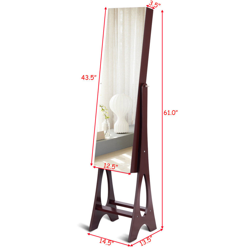 Rossman 14.5'' Wide Freestanding Jewelry Armoire, Reddish Brown