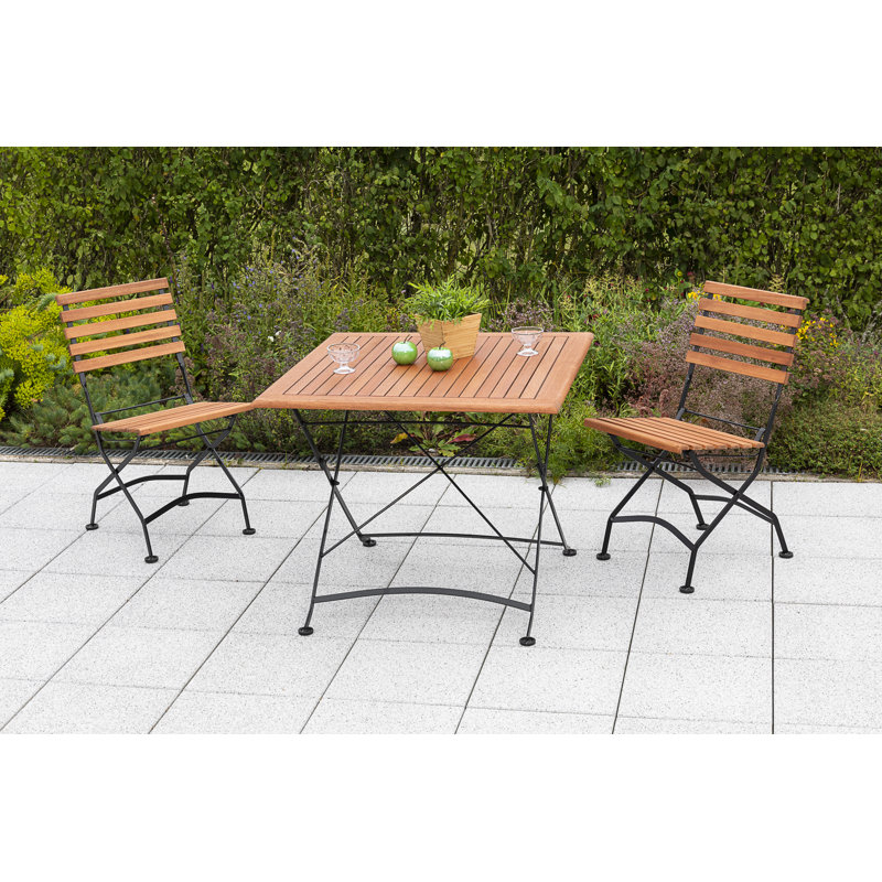 Asruddin 2 - Person Solid Wood Patio Dining Set Rectangular Table