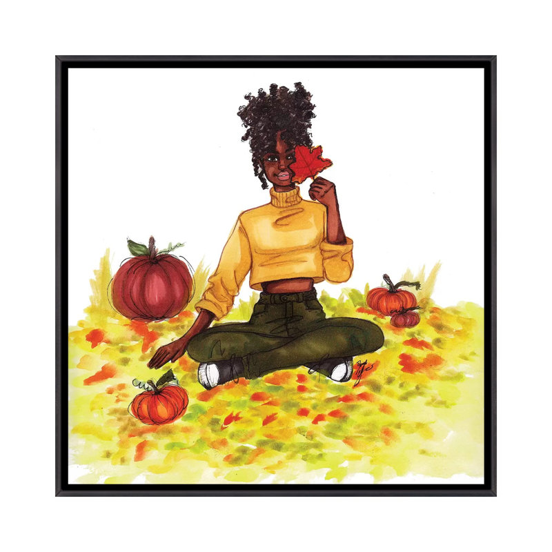 "Feuilles d’automne" par Brooke Ashley, reproduction d’art, H 18 po x l 18 po x 1,5 po, Toile avec cadre noir patiné