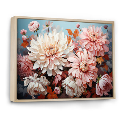 Chrysanthèmes - collage rose et blanc - impression