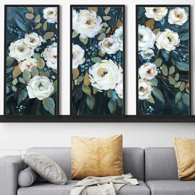 «Moonlit Garden I» par Carol Robinson, reproduction de 3 pièces sur toile flottante