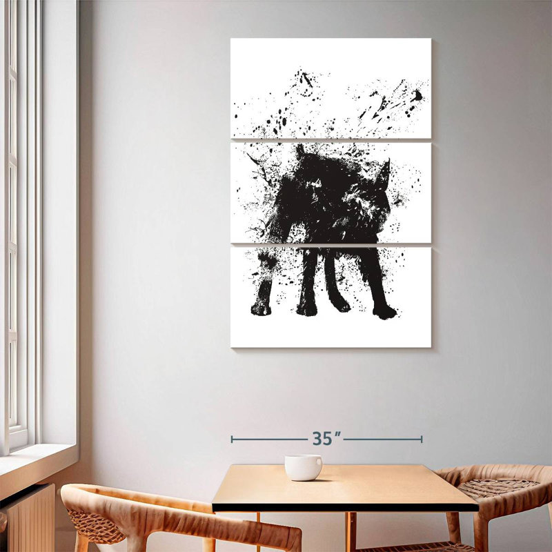 Brampt Black Abstract Dog, 65" H x 42" W
