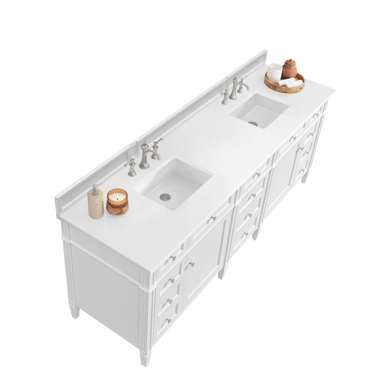 Brittany 84'' W Double Vanity, White Zeus