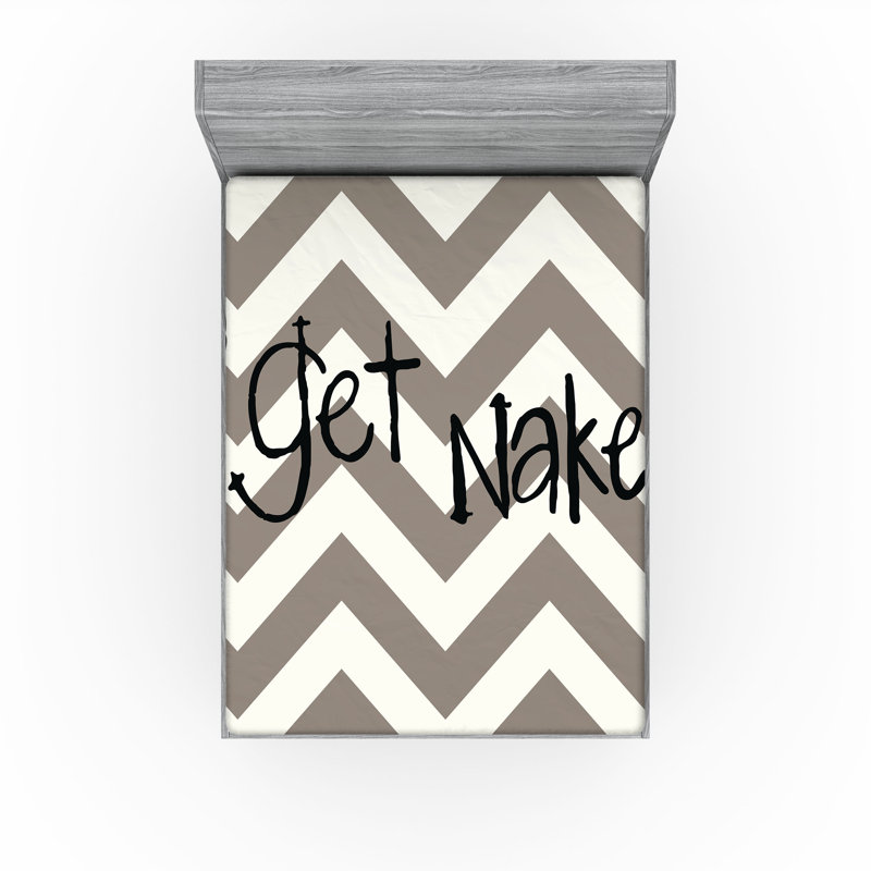Drap-housse Ambesonne, paquet de 2, Drap-housse très grand californien, Taupe / crème / chevron noir