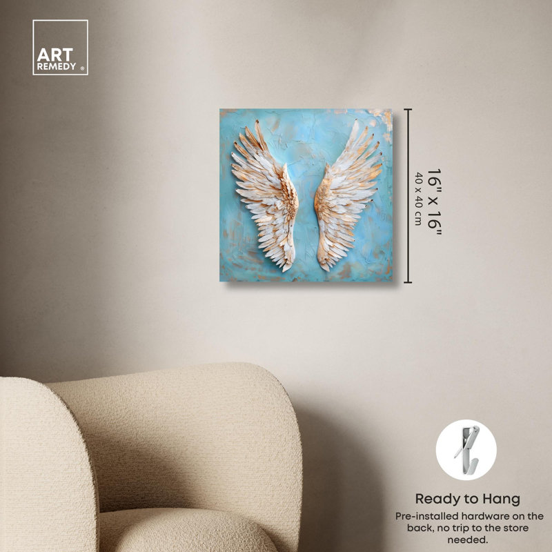 Art sur toile «Weathered Wings III» par Art Remedy, Toile tendue, H 16 po x l 16 po x P 1,5 po