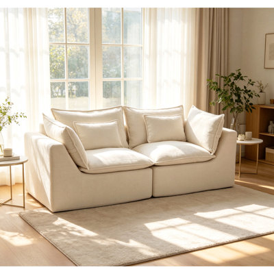 Canapé d'angle modulaire surdimensionné Cloud Couch de 190 cm de large, canapé confortable et relaxant avec assise large et profonde, revêtement en tissu gaufré 2 places.