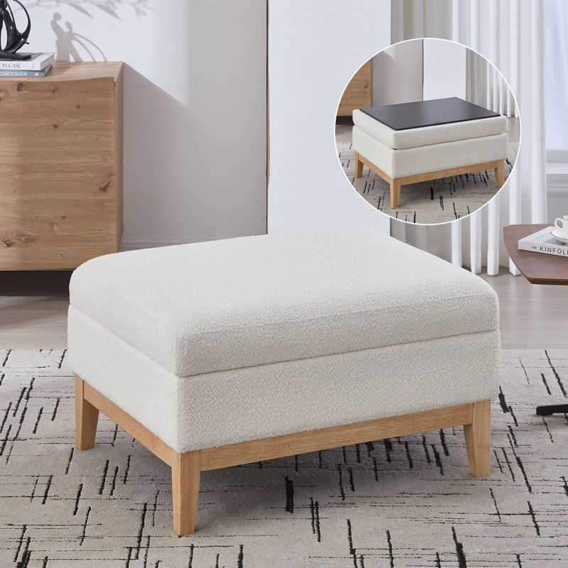 Table basse avec repose-pieds 33,8 po, Natural, Ivoire ivoire