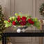Holiday Centerpiece with Roses and Hydrangeas