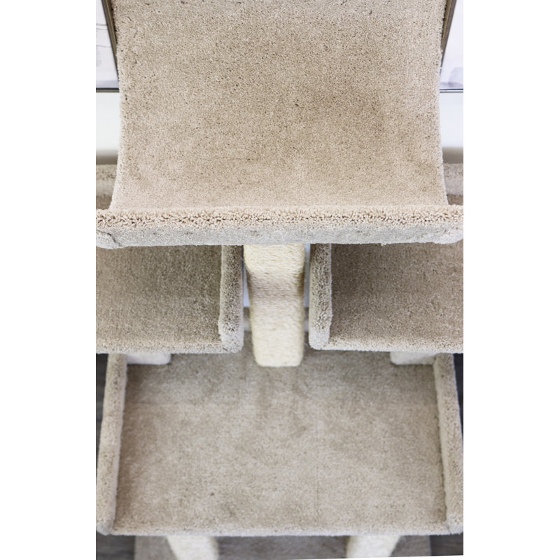 56" Beige Sisal Extra Large Cat Tree Tower with Four Levels