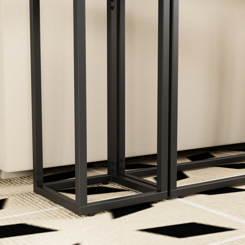 Console gain de place pour salon, table d'entrée haut de gamme, style rustique brun et noir, structure en métal, stable et robuste, hauteur 77,4 cm (30,49 po).