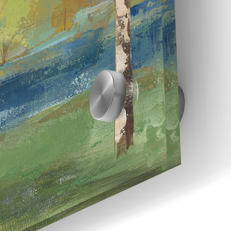  «Aspens by the Lake Yellow» par Silvia Vassileva, art mural en verre acrylique, 48 po x 24 po, H 24 po x l 48 po