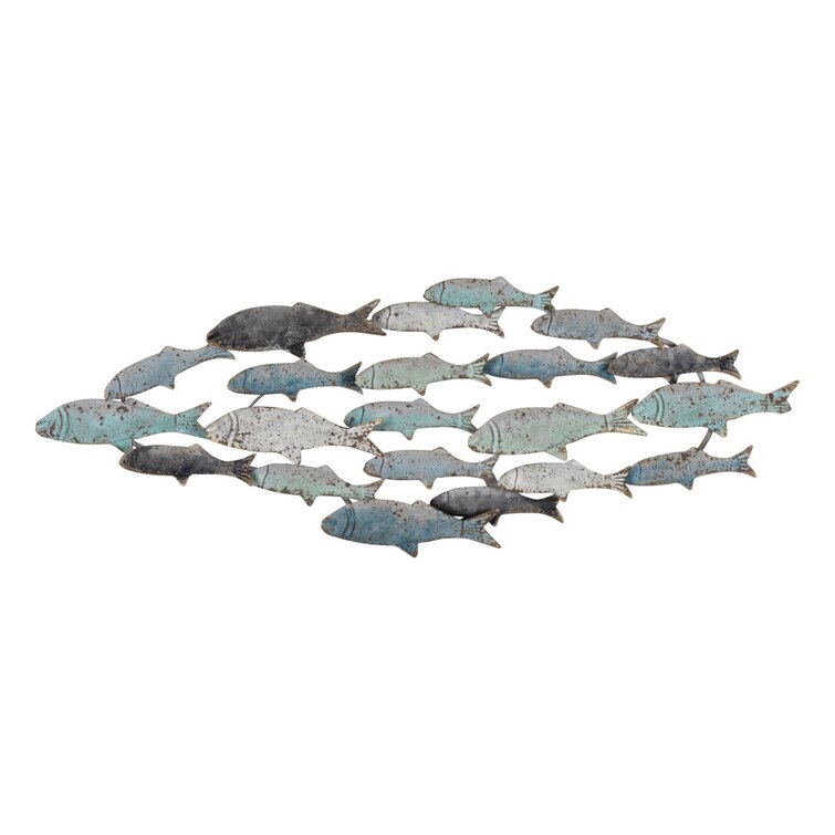 Highland Dunes Rubber Wood School of Fish Wall Décor & Reviews