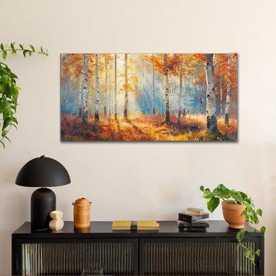 Arts-Automne, bouleau, art mural, paysage de forêt, impression sur toile, art mural avec photo d'automne pour une magnifique décoration murale forêt
